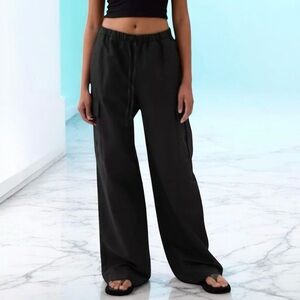 🌟RESERVED🌟💕Gap Mid Rise Linen-Cotton Pull-On Wide Leg Cargo Pants • Black • XSP